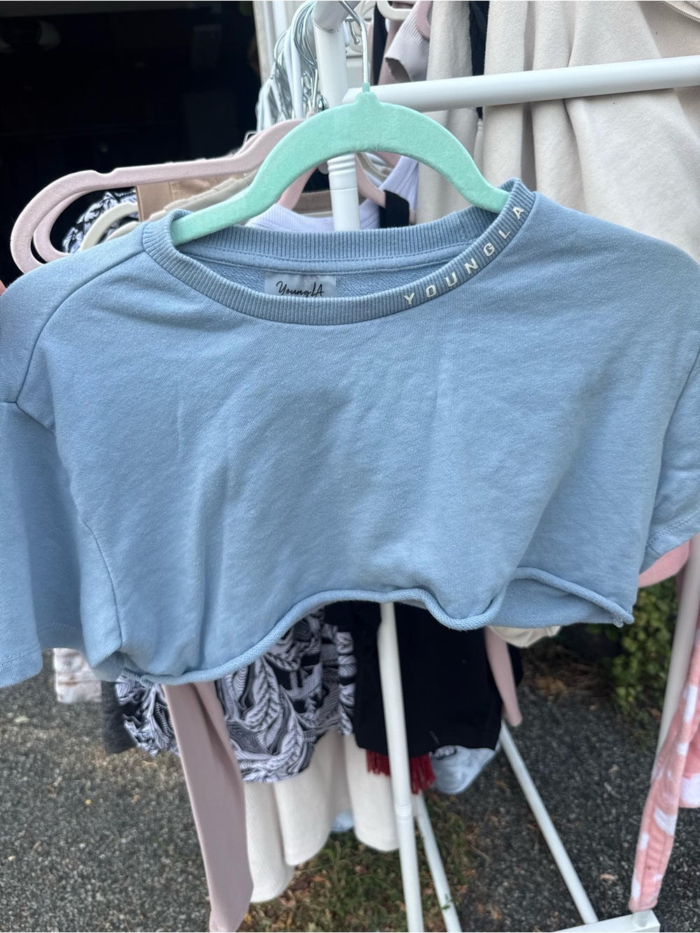YoungLA Cropped Tee — Light Blue